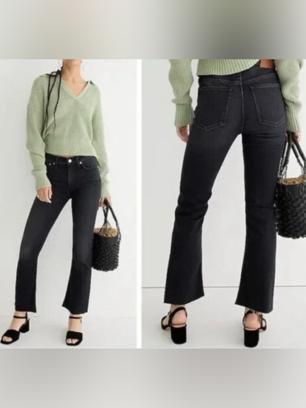 J.Crew Billie Demi Boot Crop Black Jeans Size 31